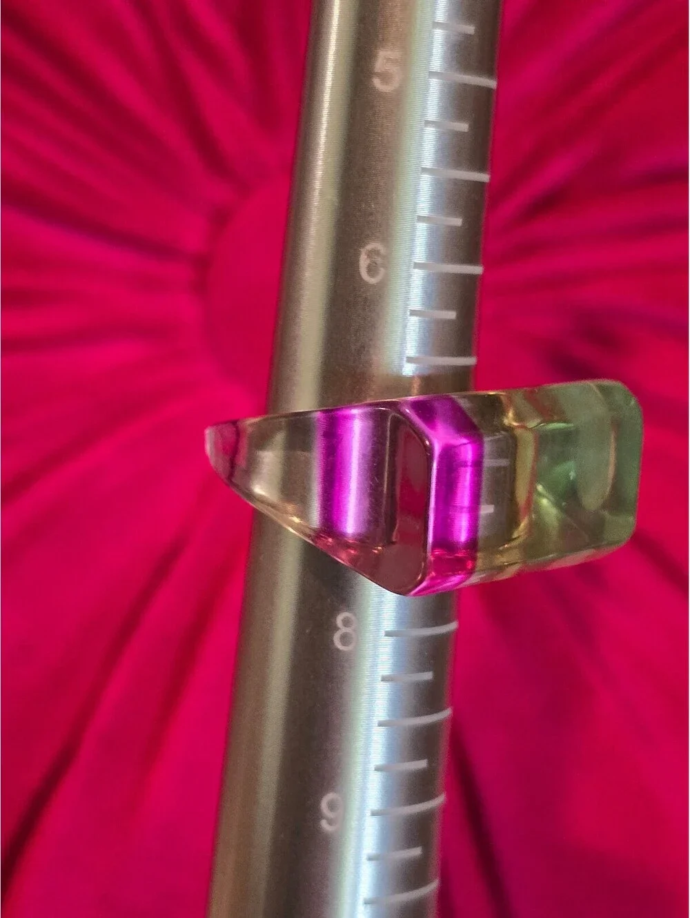 NOS Y2K Rainbow Color Ring - Acrylic / Lucite Chunky Multicolor Ring Size 7 VTG